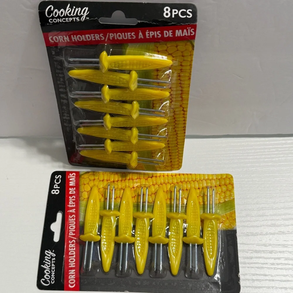 Cooking Concepts 8-Piece Corn 🌽 Holders Set – Durable Yellow Handles